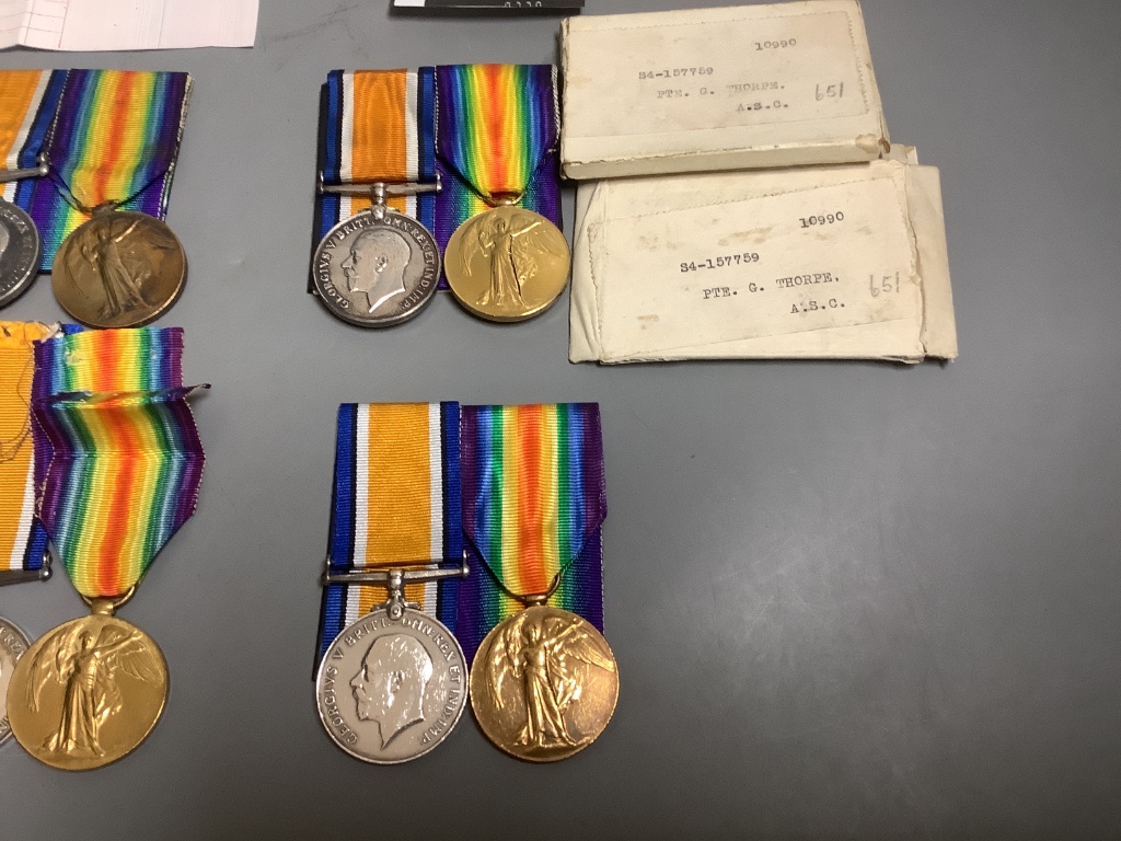 Nine WW1 BWM & Victory medal pairs